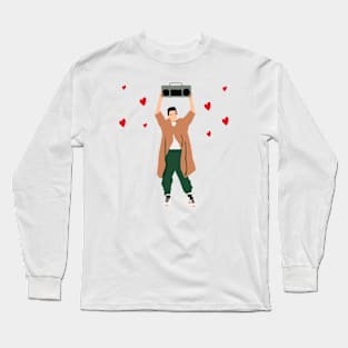 80s heartthrob with hearts Long Sleeve T-Shirt